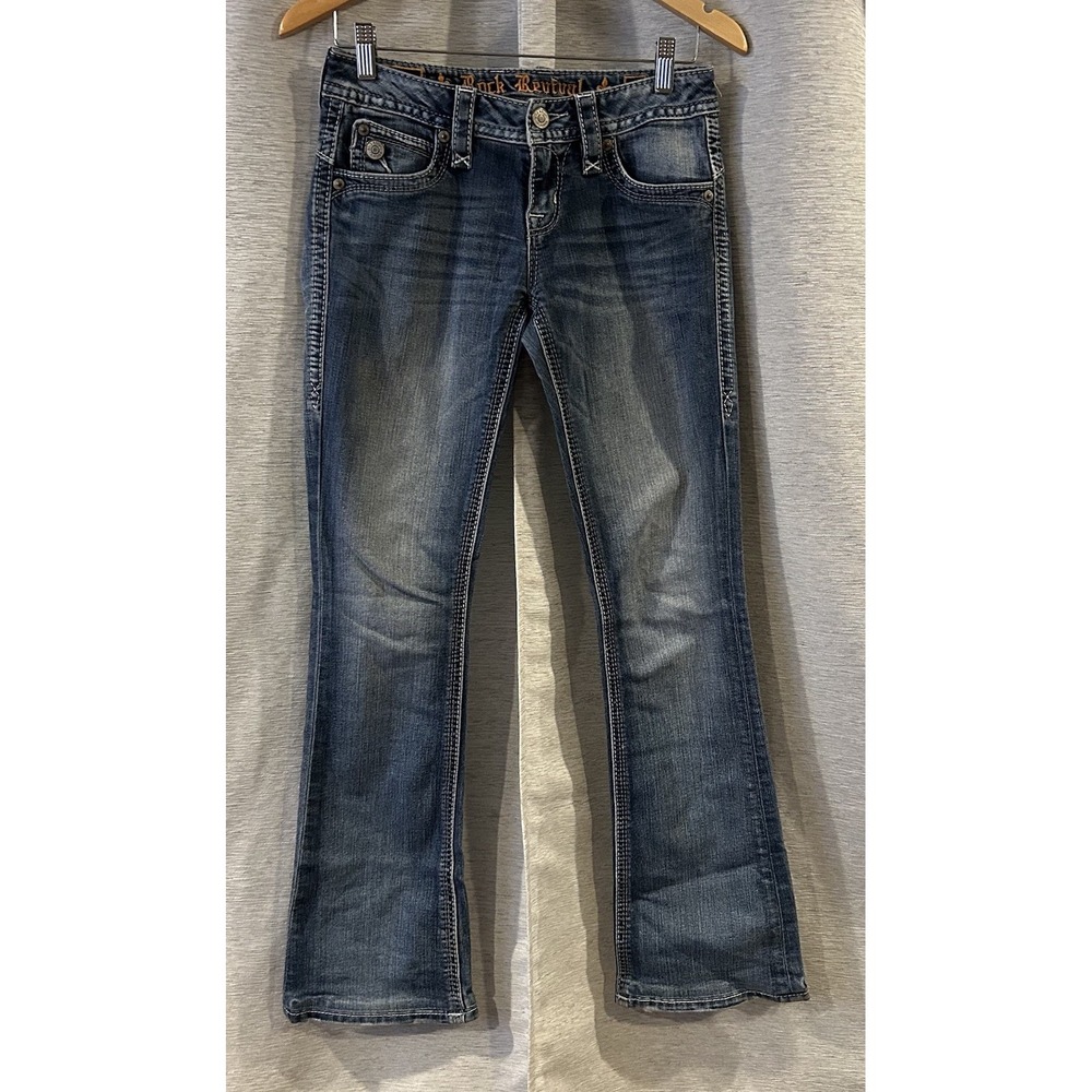 Rock Revival Jeans Womens Viola Easy Bootcut Embroidered Pocket Size 26